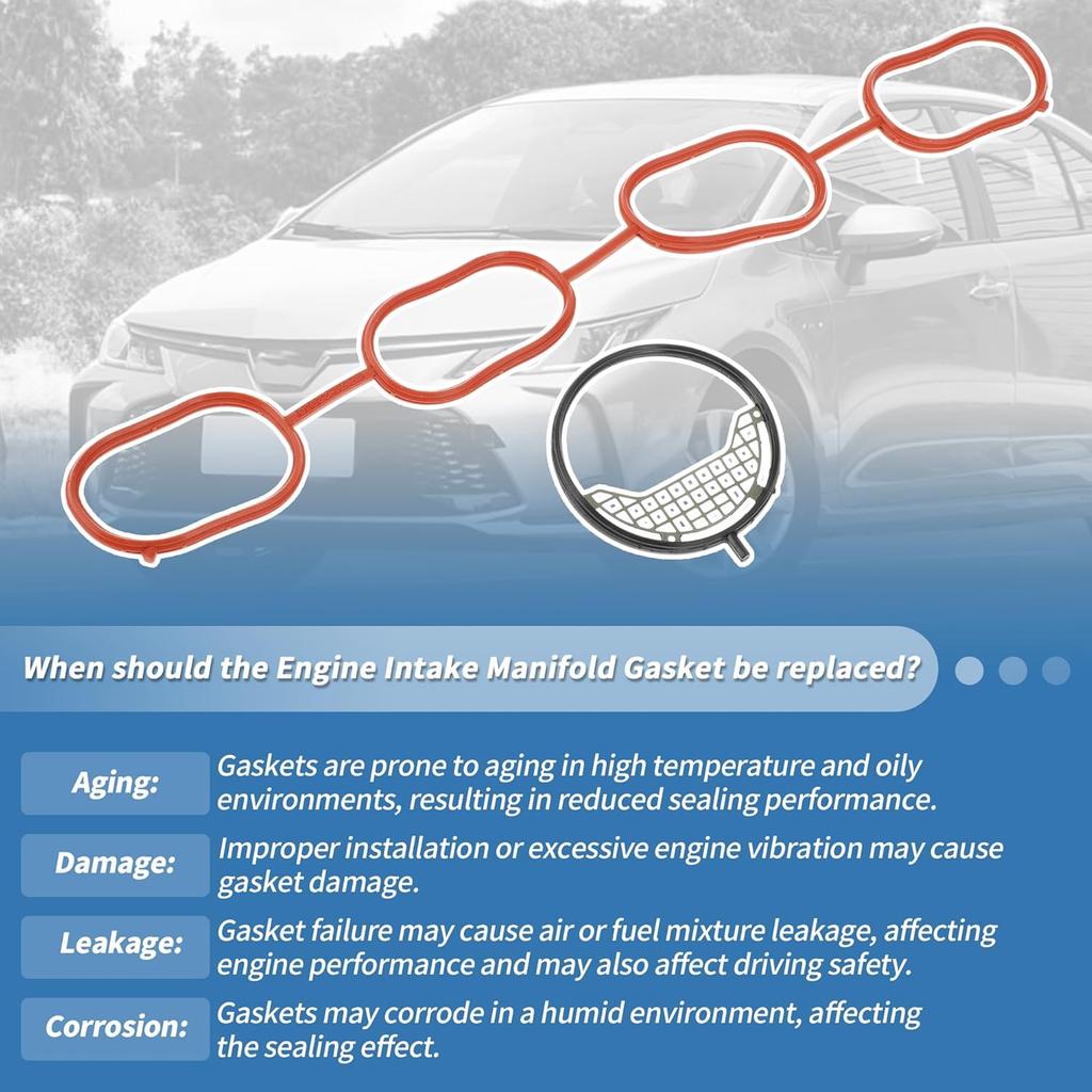 No.MS97144 Engine Intake Manifold Gasket Set for Toyota C-HR 2018-2022 2.0L for Toyota Corolla 2009-2022 1.8L Replaces No.17177-37030/17177-37050