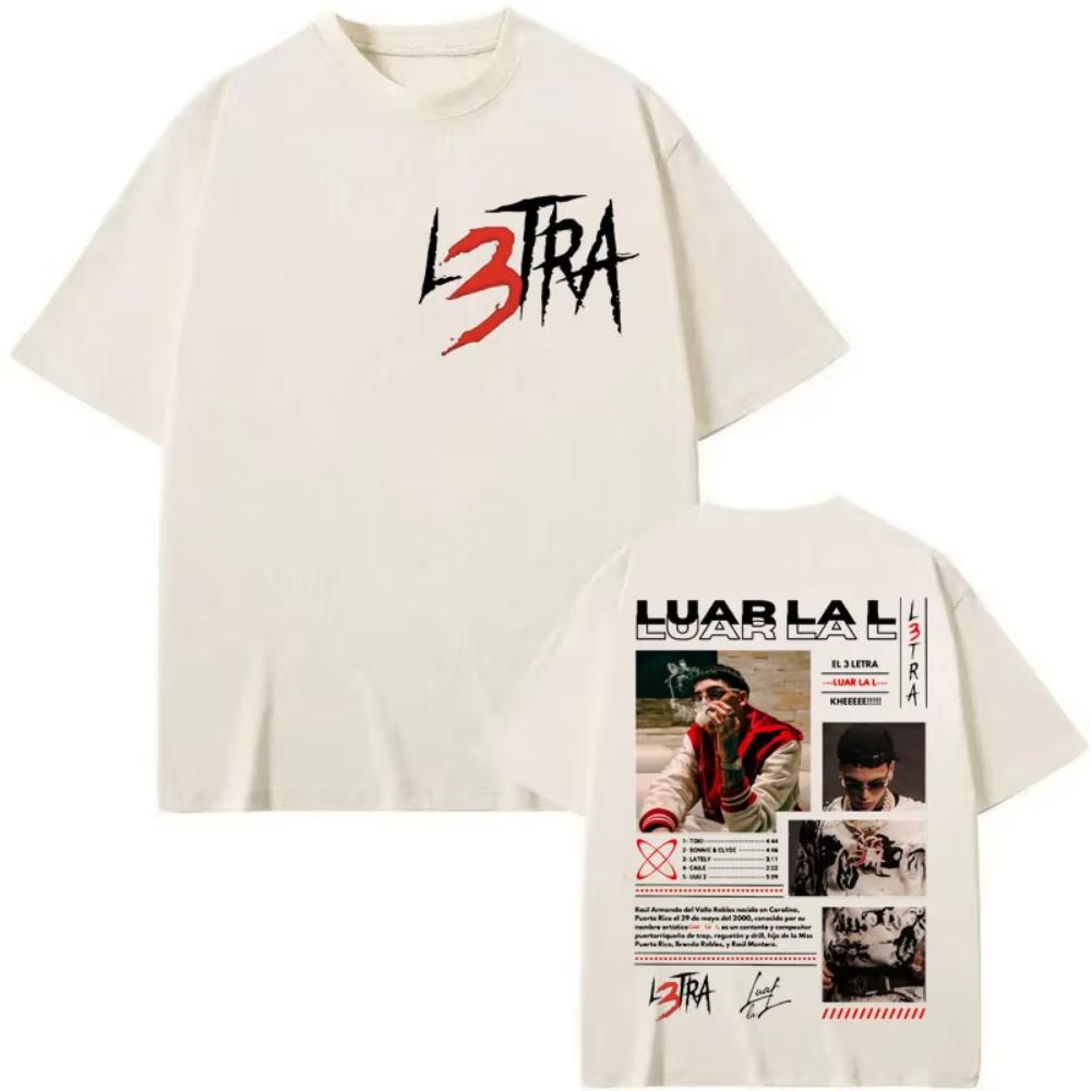 Rapper Luar La L Poster Graphic T Shirts Music Album L3TRA Double Sided Print T Shirt Men Women Clothing T-shirt