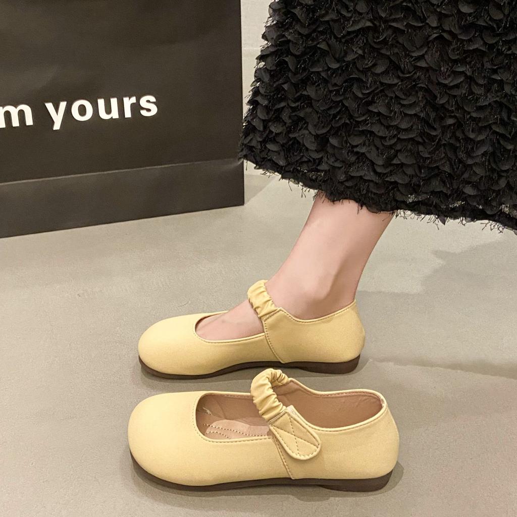 Mary Jane women's shoes soft leather 2025 spring and autumn versatile flat-soled single shoes late evening breeze gentle shoes soft-soled comfortable