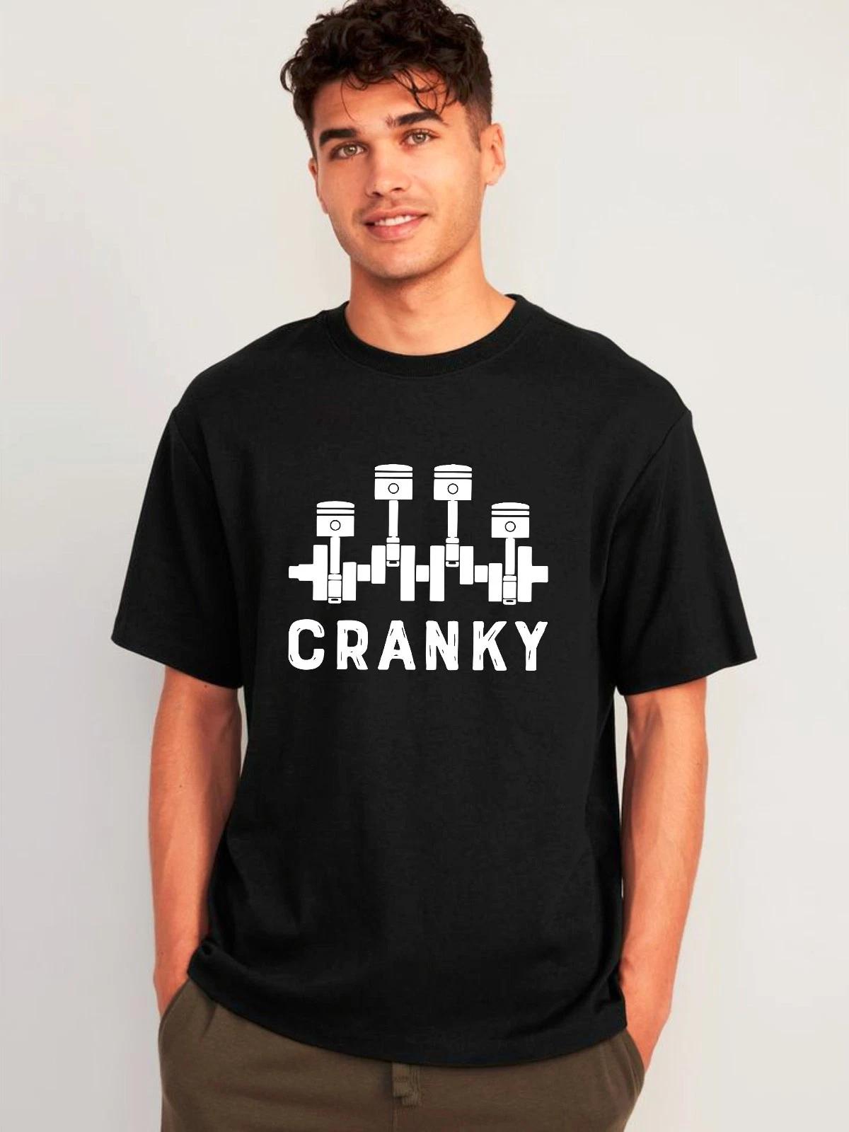 Cranky Funny Car Engine Crankshaft Auto Mechanic Pun Gift Automotive T-Shirt 2XL