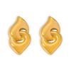 Style Simple Personality Peach Heart Double Ring Buckle Love Earrings Fashionable Retro 18K Gold-Plated Titanium Steel Stud Earrings