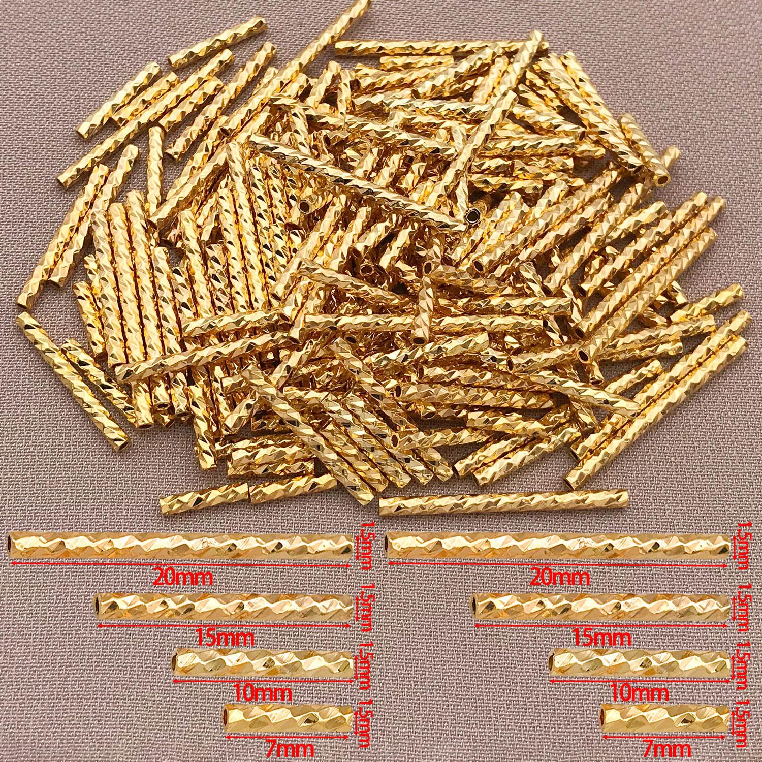 20pcs Copper Plated True Golden Thick Silvery Platinum Batch Flower Connection Tube, DIY Bracelet Jewelry Making Accessories 1.5mmx10mm