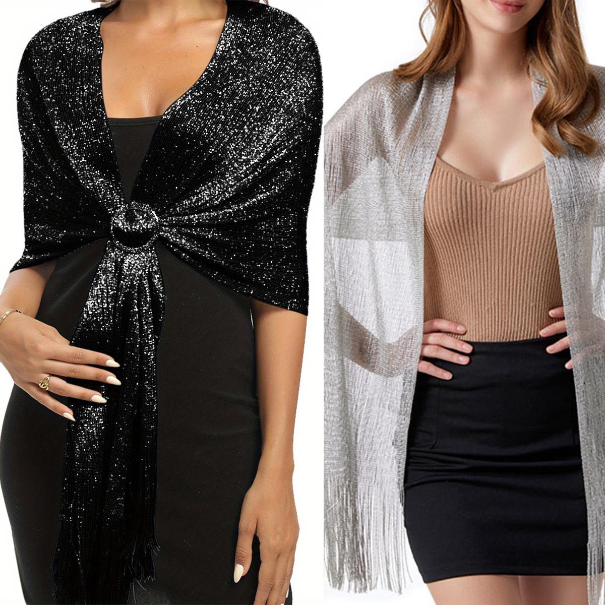 

Комплект из двух предметов Новый 2024 Блестящий шелковый шарф Золотая и серебряная шелковая бахрома Тонкая шаль Модная повязка на голову Полиэстер Шарф Lun Многоцветный One Size& 8Y