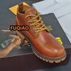 Botas Elevatórias de Inverno Tamanho Grande Feitas à Mão para Homens Couro Genuíno Confortáveis Botins de Amarrar Aumento de Altura Botas de Motociclista