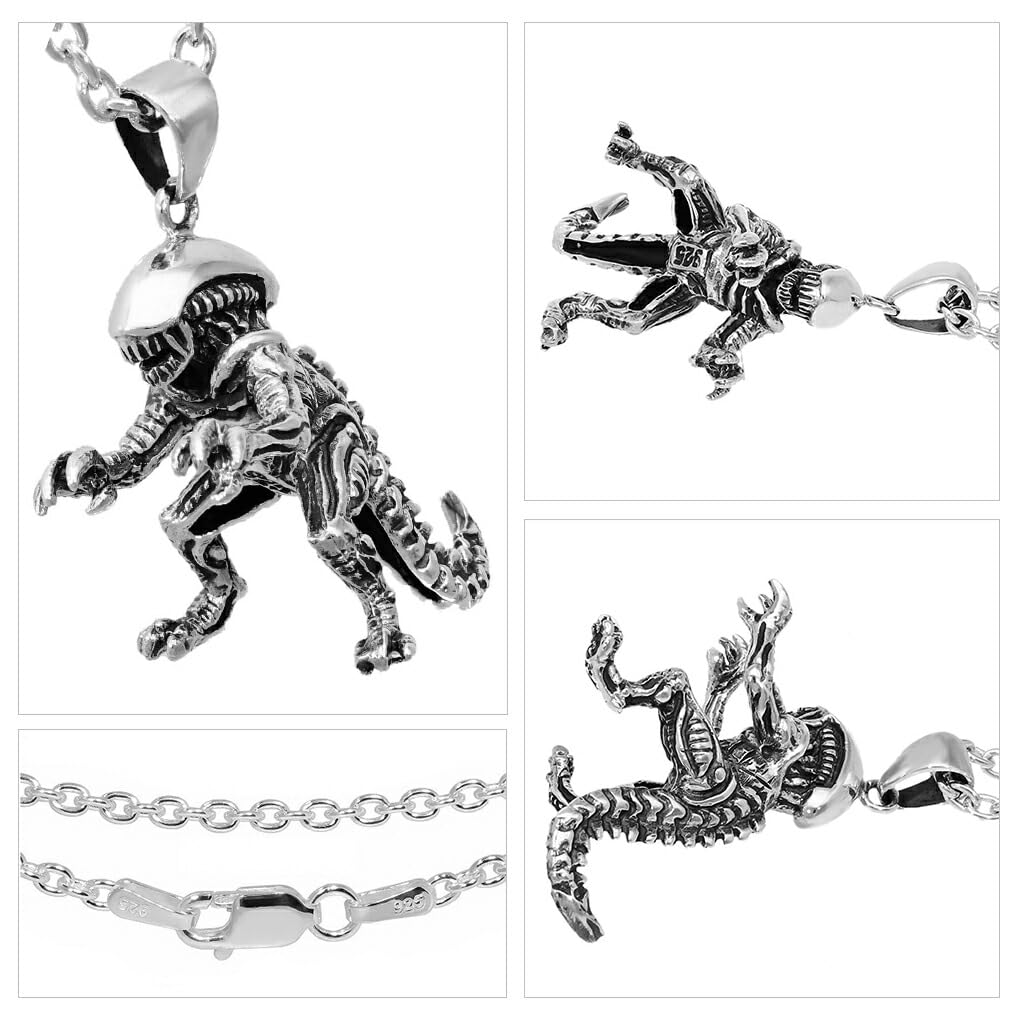 Gin no Alien Pendant No Silver Xenomorph 3D [Shinjuku Kura] Top, Charm, Chain, 925, Statue, Monster, Sci-Fi, Horror, Movie, Men's