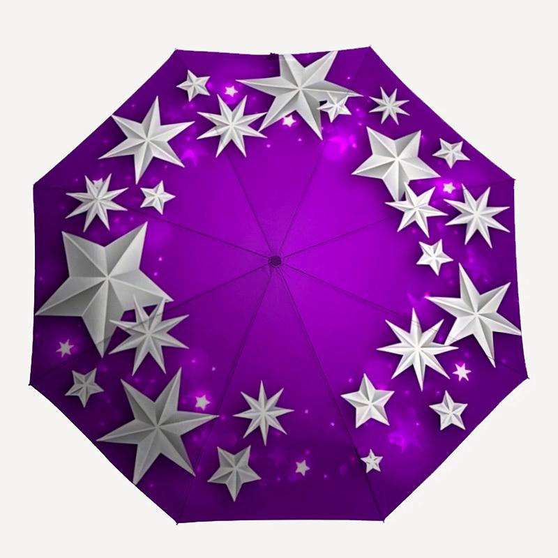 

1pc Star Circle Pattern Auto-Fold Umbrella with One-Touch Open/Close - 8 Reinforced Ribs for Windproof Stability, yy251118251
