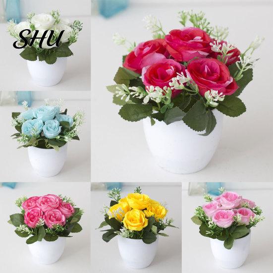 Flower Fake Plant Simulated Dinning Table Decor Artificial Pot Plastic Bedroom Imitation Potted for Home