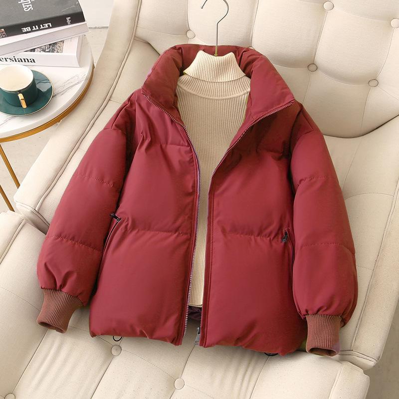 

Women s Short 2025 Cotton-Padded Korean Style Puffer Jacket - Small Size, Thickened for Students XXL красный