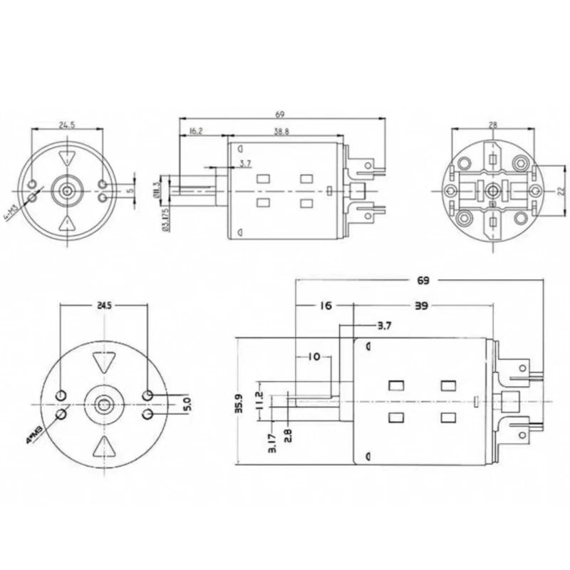 1pc 540 Brushed Motor 80T 13T 17T 23T 21T 27T 35T 45T 55T for 1/10 Off-Road Rock Crawler RC Car 540 Brushed Motor