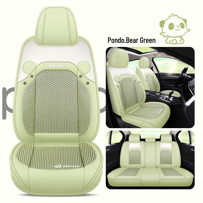 2022 New Cartoon Leather Ice Silk Car Seat Cushion Set, Four Seasons