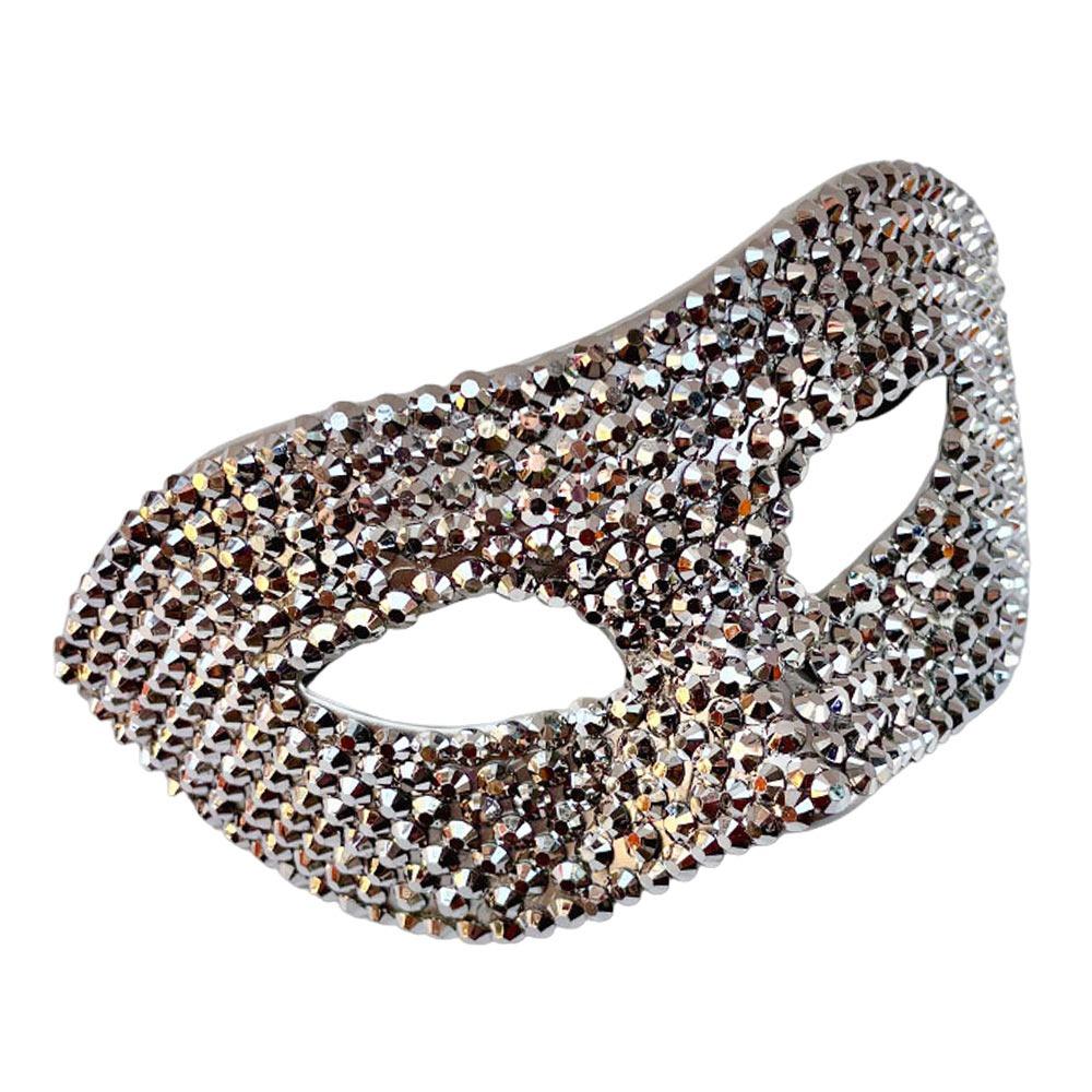 Rhinestone Decorated Sparkling Rhinestone Mask Sparkling Finish Diamond Pattern Party Mask Half Face Design Sexy Style серебряный