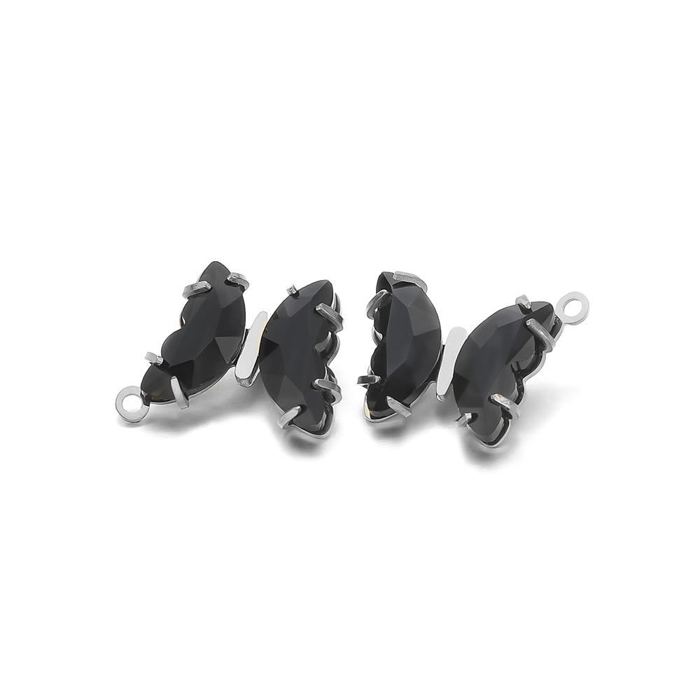 5pcs Stainless Steel Transparent Crystal Glass Butterfly Charms for DIY Jewelry Exquisite Necklace Findings Earrings Making