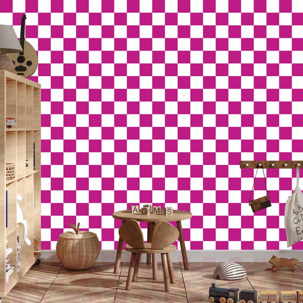 Checkerboard Wallpaper Purple, White and Powder Pink 50x1000
