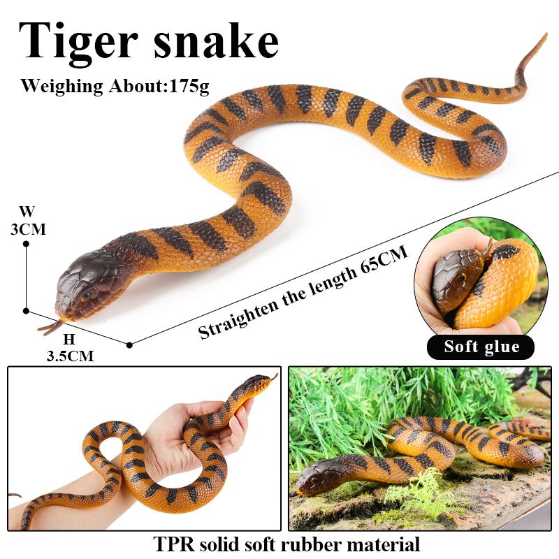 Oenux Forest Savage Snakes Animals TPR Rattlesnake Python Cobra Action Figures Lifelike Model Education Kids Toy Gift Prank toy