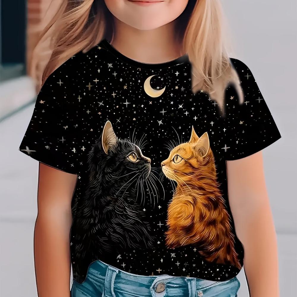 Children's Clothing Girl T-Shirt Short Sleeve 3D Cute Animals Print Kids Summer Clothes Casual Outdoor Graphic Boys Tshirt Tops