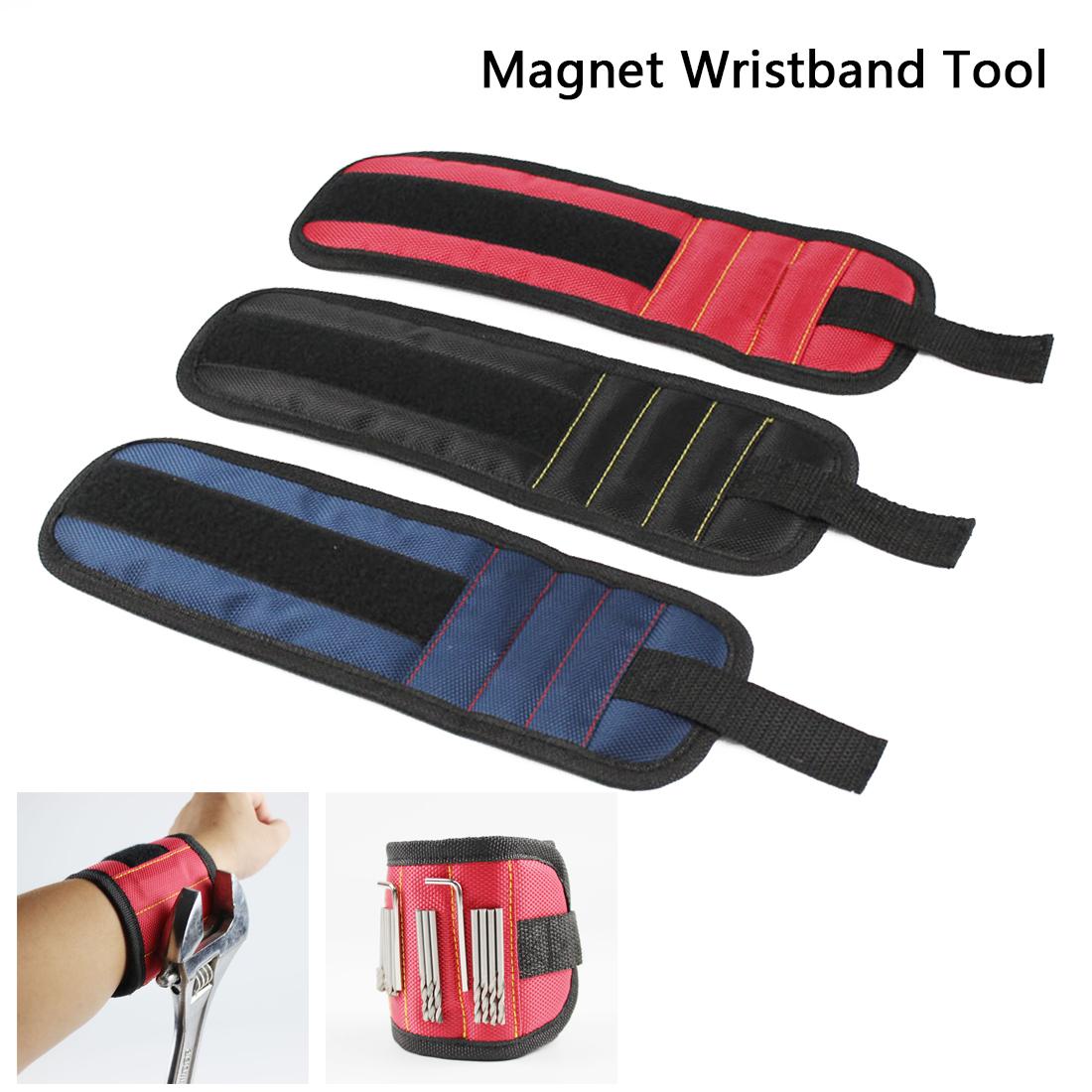 

Магнитный ремешок для поддержки запястья с сильными магнитами для удержания винтов Браслет с гвоздями Патрон для поддержки ремня чёрный