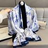Luxury Long Scarf For Women Floral Shawl Warps For Travel Beach Ladies Hijab Elegant Neckerchief Soft Stain Faux Silk Scarves