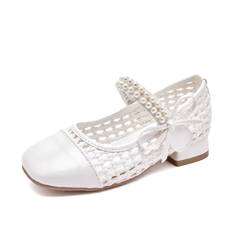 

2026 new little girl leather shoes with dress soft sole children s crystal shoes single shoes 38 (inner length of shoe 23.2cm) білий