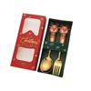 Christmas, Stainless Steel Spoon and Fork Set Santa Spoon Fruit Fork Tableware Gift Box