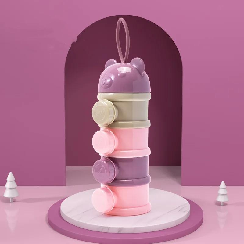 3/4Layer Portable Baby Food Storage Box Cartoon Milk Powder Dispenser for Toddlers, Snack Container for Infants, Kids Lunch Box