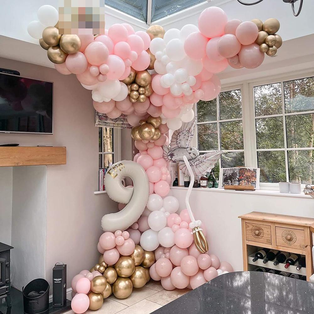 Pastel Pink Balloons Garland White Gold Latex Ballon Arch Kit Baby Shower Gender Reveal Birthday Party Wedding Decoration Globos