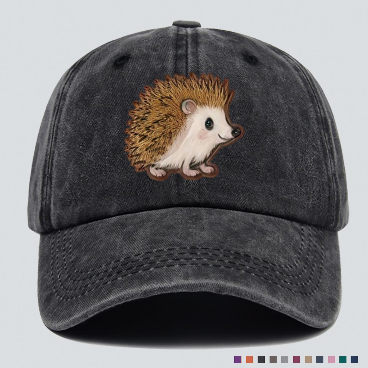 Cute Hedgehog Print Baseball Cap, Simple and Fashionable Headwear, Personalized and Versatile, Unisex чёрный