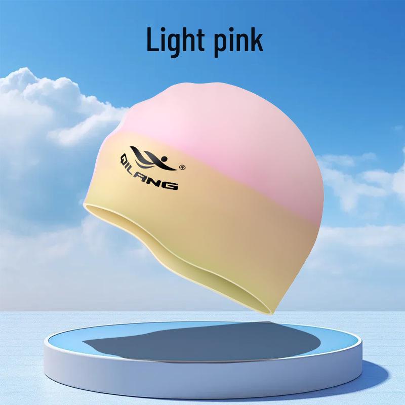 Qilang Waterproof Silicone Swim Cap for Adults & Kids - 50g, Long Hair Compatible, Custom Logo Available