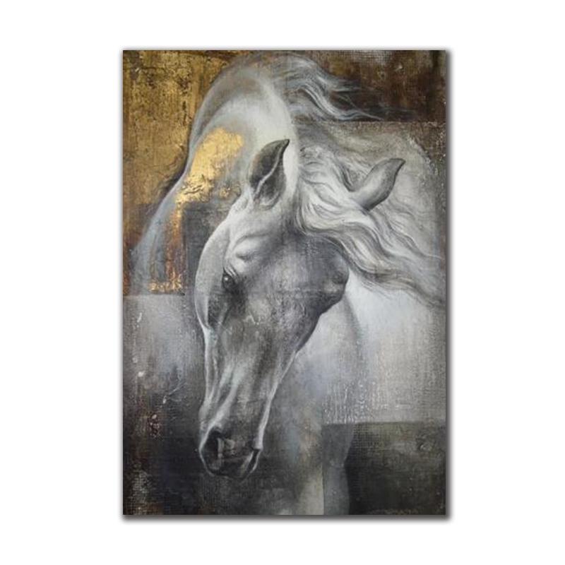 

Современные Золотисто-Белые Лошади, холст, картины, постеры с животными и принты, настенные художественные картины для гостиной, украшения дома, Куадрос 50X70cm Unframed