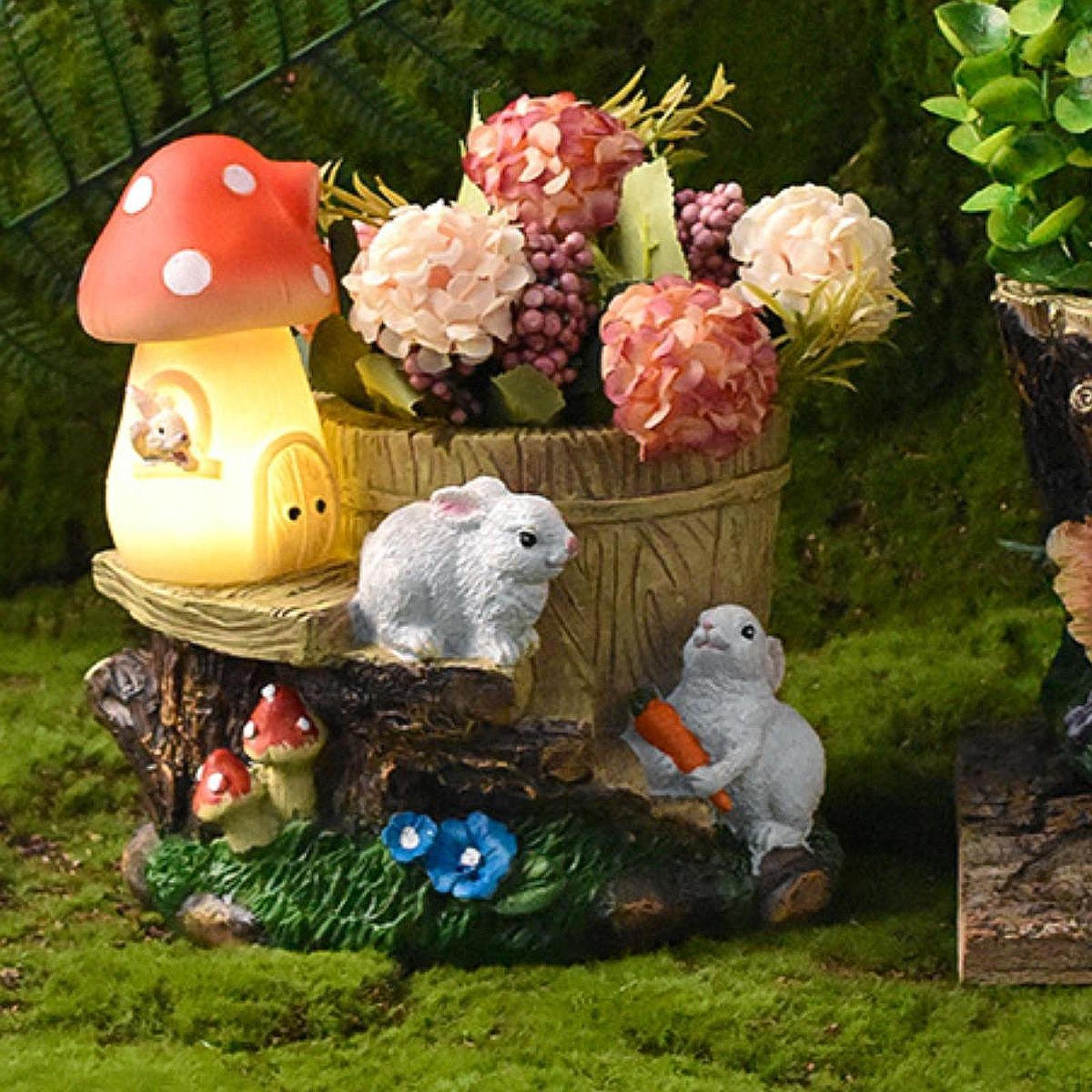 

Статуэтка для сада животных с солнечными лампами, поделки, украшения, скульптуры из смолы, кашпо, горшки Style A