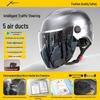 3C Certified Electric Vehicle Half Helmet with Double Visor for Large Head Circumference - All-Season, Unisex