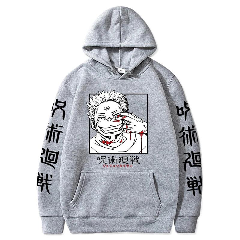 Jujutsu Kaisen Graphic Printing Sweatshirts Autumn Winter Fleece Streetwear