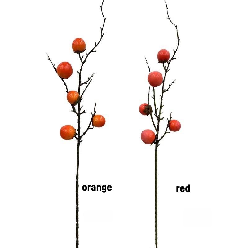 Artificial Flower Fruits Mini Persimmons Green Plants Fake Persimmons Living Room Decorations Persimmon Trees Fake Flowers