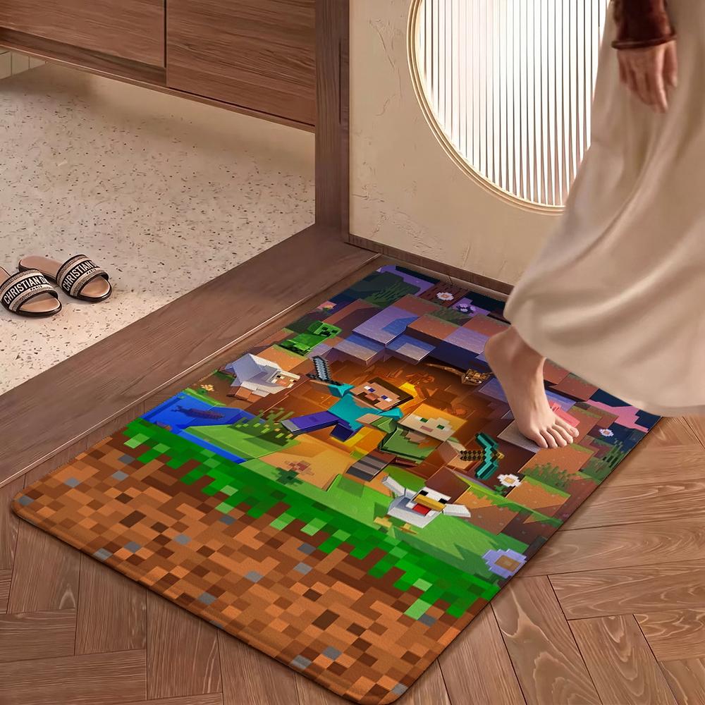 Minecraft Blocky Survival Adventure Printed Rug Durable Stainresistant Carpet For Bedroom Study Home Decor Holiday Gift