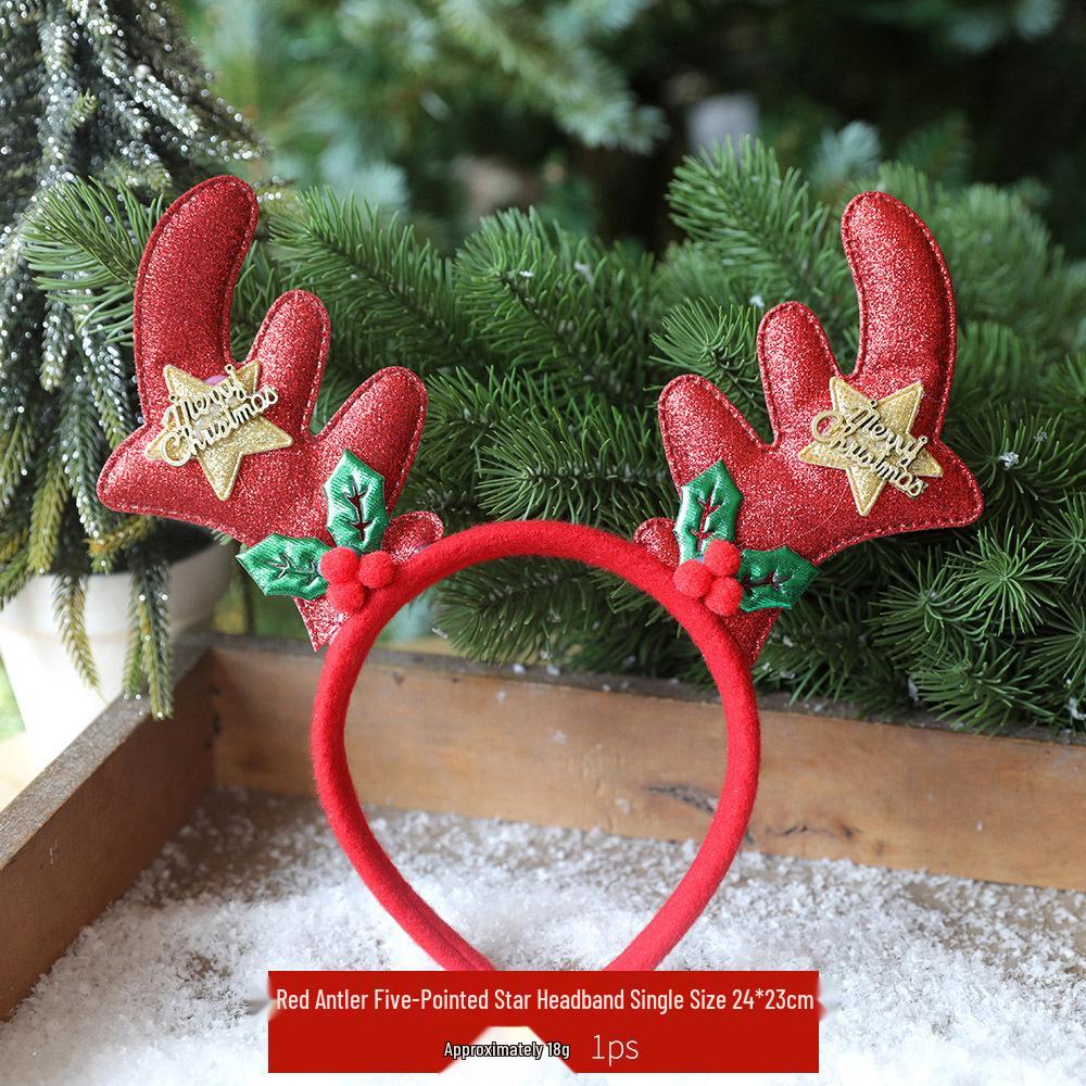 Holiday Party Christmas Antlers & Bells Headband Hair Clips