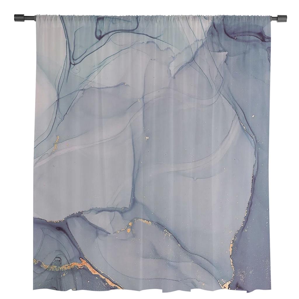 Marble Texture Sheer Curtains for Living Room Decoration Window Curtains for Kitchen Tulle Voile Organza Curtains