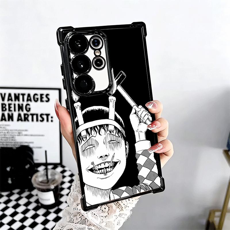 Japanese Horror Anime Plating Phone Case For Samsung Galaxy S24 S25 FE S26 Edge S23 Ultra S22 S21 Plus S20 Anti-Fall Airabag Cov