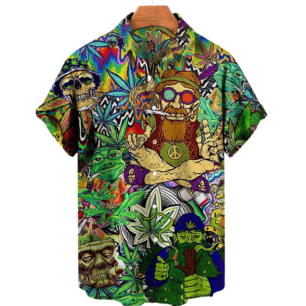 Men's Summer Short Sleeve Hawaiian Shirt Beach Holiday Print Shirt Top 100% Polyester Men's Street Style Short Sleeve Shirt