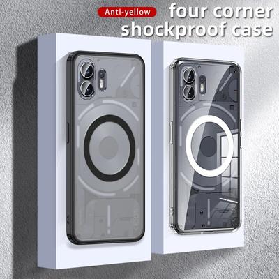Mattes, klares, magnetisches, kabelloses Ladepanzer-Magsafe-Gehäuse für Nothing Phone 2A 2 1, stoßfeste Militär-Acryl-Rückseitenabdeckung für Nothing Phone 2