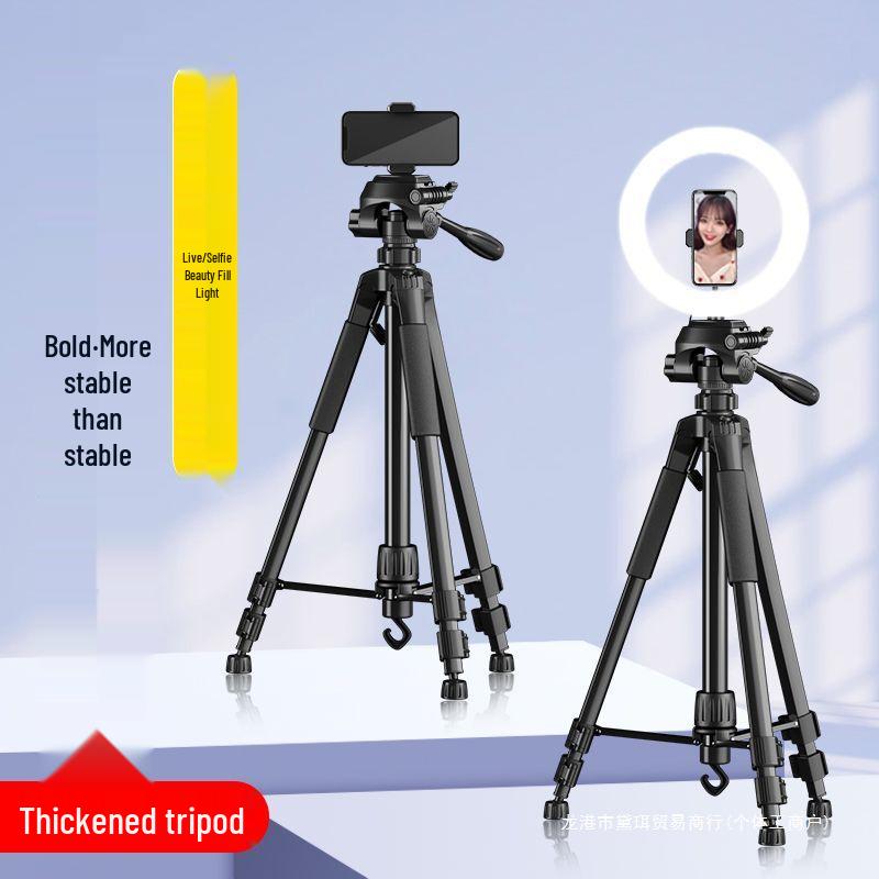 Camera Tripod: Mirrorless & Phone Stand with Fill Light and Stabilizer for Live Streaming, Selfies, and Outdoor Videos