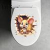Self Adhesive Mouse Stickers for Toilet 3D Cartoon Sticker, Waterproof PVC Wall Decal, Removable Funny Bathroom Murals Stickers, Lid And Tiles