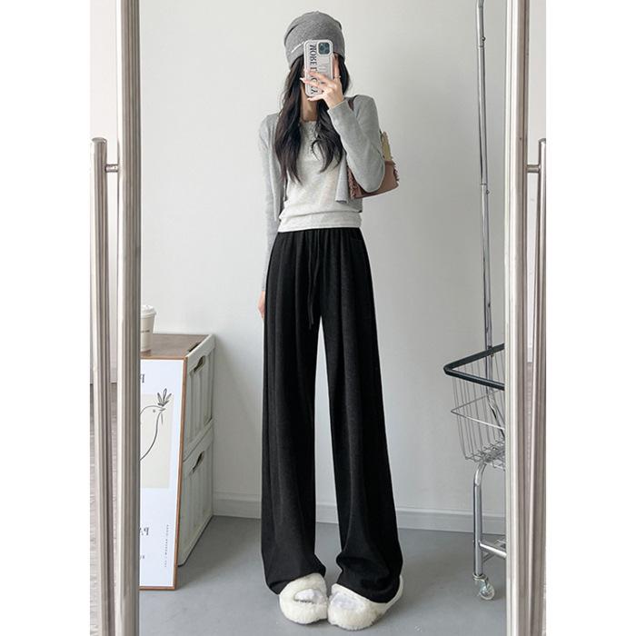2024 Women's Autumn & Winter Soft Knit Straight-Leg Glutinous Pants