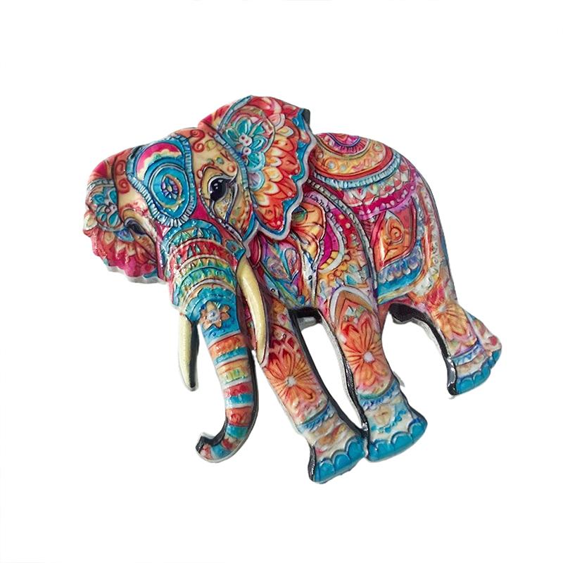 Cute Elephant Bohemian Pattern Resin Relief Magnet Traditional Design Stereo Relief For Refrigerator Travel Souvenir Magnetic