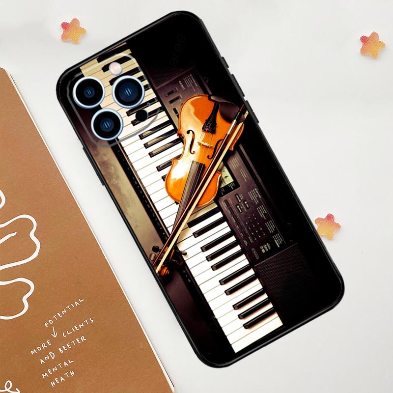 Violin Piano Case For Apple iPhone 12 13 Mini 11 14 15 16 Pro Max Plus X XR XS Max Coque