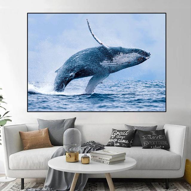 

Морские животные Дельфин Акула Рыба Холст Картина Синий океан Плакаты и принты Настенные художественные фотографии Гостиная Домашний декор без рамки 21cm×30cm NoFrame