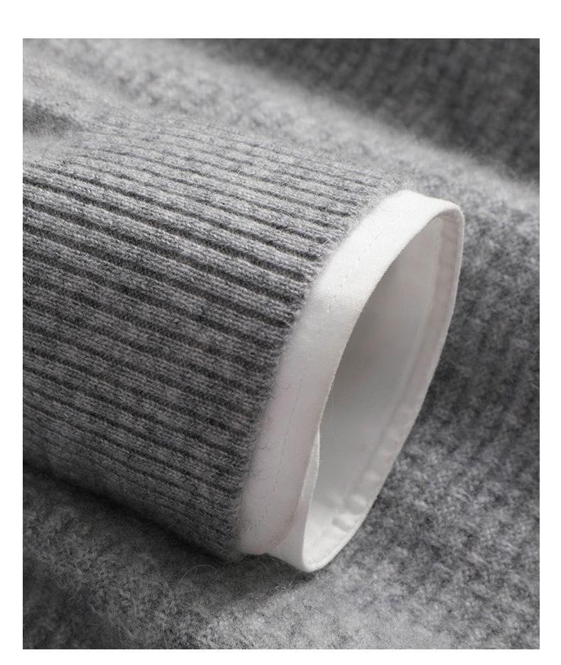 Men's 2022 Pure Wool Knitted Crew Neck Sweater - Long Sleeve, Loose Fit, Mature Casual Jumper