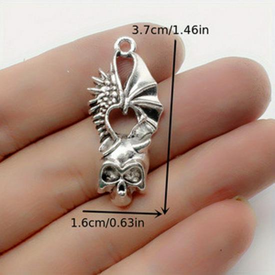 Elf Skull Alloy Pendant: Cross Punk Style Halloween Charm Jewelry Accessory