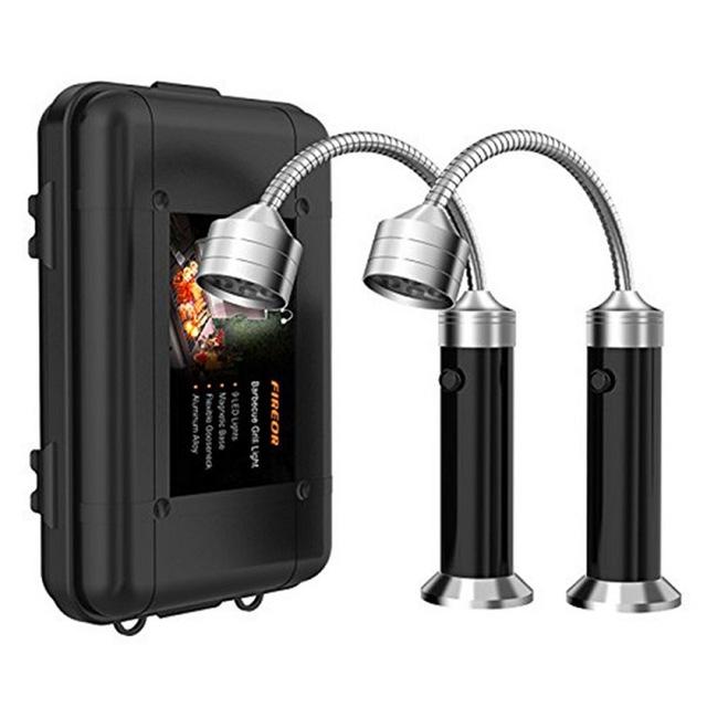 D2 2Pcs Portable Magnetic LED Grill Light Lamp 360 Degree Adjustable BBQ Barbecue Grilling Lights Outdoor Grill Lighting Tools