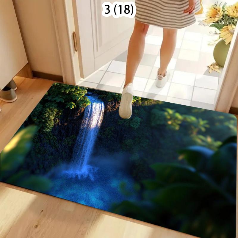 

Deep Forest Blue Waterfall Rug Carpet Mat Non-Slip for Entryway Bathroom Kitchen Mystic Home Decor Door Flormat 40cm x 60cm