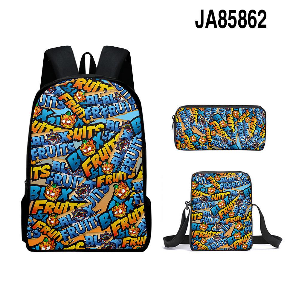 3D Game Bloxfruits Schoolbag Backpack Satchel Pencil Bag Backpack Three-Piece Set pencil case