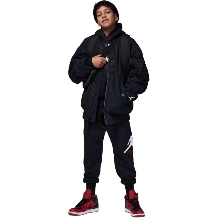 Jordan Knitted Sweatpants MJ BASELINE Lace Up Side Print Fleece Lined Casual Black Kids' FZ6362-010